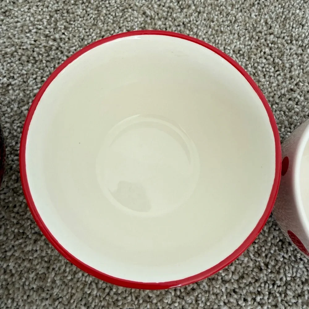 Boston Warehouse Trading Co. Ladybug Set of 3 Small Bowls Ref White Poka Dots‎